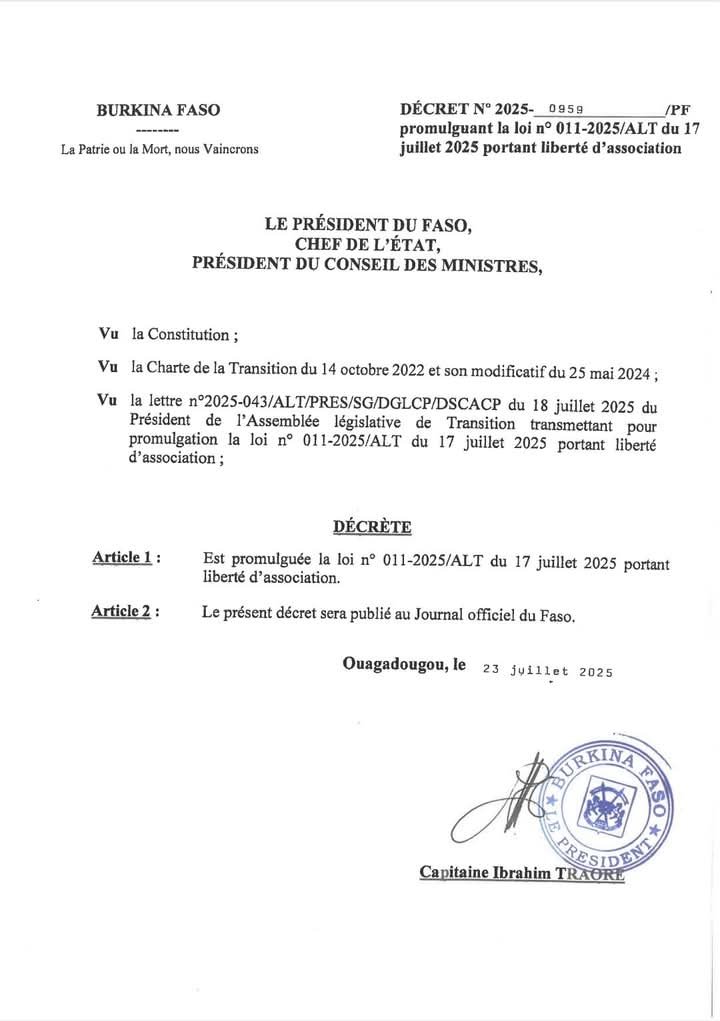 Burkina Faso/ 𝗖𝗼𝗺𝗺𝘂𝗻𝗶𝗾𝘂𝗲́ : 𝗥𝗲𝗻𝗼𝘂𝘃𝗲𝗹𝗹𝗲𝗺𝗲𝗻𝘁 𝗱𝗲 𝗹𝗮 𝘀𝘂𝘀𝗽𝗲𝗻𝘀𝗶𝗼𝗻 𝗱𝘂 𝗖𝗼𝗻𝘀𝗲𝗶𝗹 𝗡𝗮𝘁𝗶𝗼𝗻𝗮𝗹 𝗱𝗲 𝗹𝗮 𝗝𝗲𝘂𝗻𝗲𝘀𝘀𝗲 𝗱𝘂 𝗕𝘂𝗿𝗸𝗶𝗻𝗮 𝗙𝗮𝘀𝗼 (𝗖𝗡𝗝-𝗕𝗙)